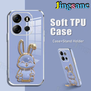 Jingsanc Ốp Giá Đỡ Cho Tecno Spark Go 2023 Ốp Lưng Silicon Mềm Giá Đỡ Thỏ Mạ Điện Vỏ Điện Thoại Dễ Thương Silicone Với Giá Đỡ Bằng Silicon Tecno Spark Go 2023 A01-1