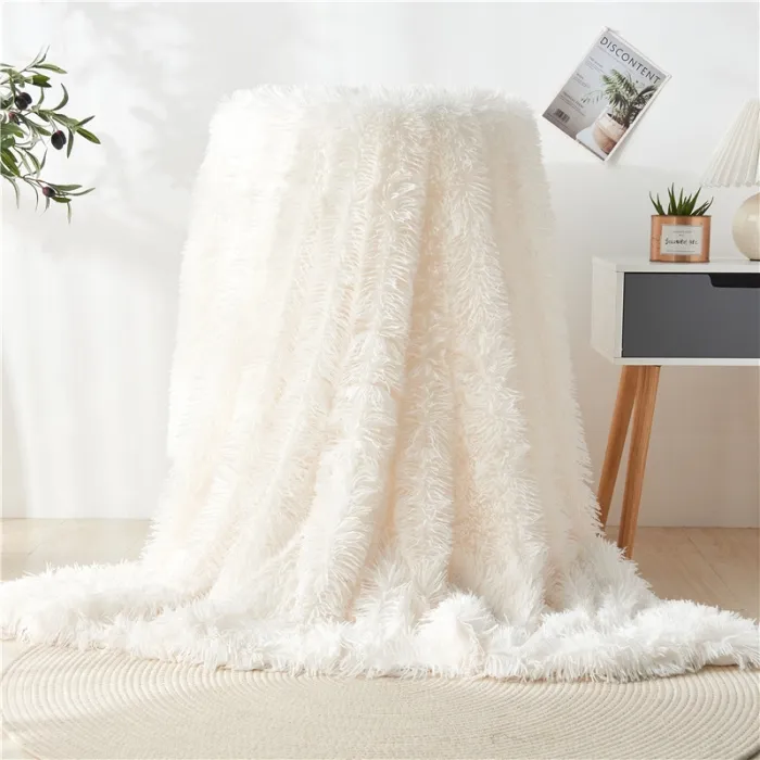 Decorative Extra Soft Fuzzy Faux Fur Throw Blanket Solid