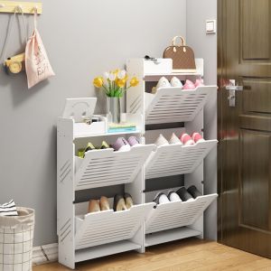 DIY Ikea Style Waterproof Shoes Rack Cabinet Rak Kasut Ultra-thin Space Saving Almari Kasut Shoe Organiser Shoes Storage