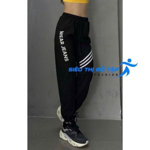 Quần Dài Jogger Họa Tiết Sọc Chữ Thiết Kế Năng Động
