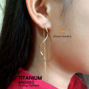 Anting Titanium Spiral Jurai Panjang Elegan Stylish Perhiasan Fashion Import Kualitas Premium ANG093