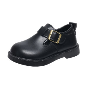 Childrens Leather Shoes 2024 Spring and Autumn British Style Girls Small Leather Shoes Flat Bottom Fashion Baby School Performance Black Thin Shoes