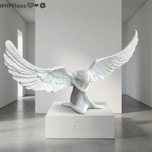 WP💓💛💖 Angel Wing Statue 3D Embrace Style Angel Wings Table Decor Creative Home Decoration for Bedroom Living Room