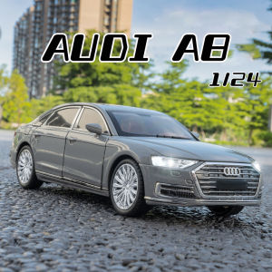 1:24 Scale Audi A8 Alloy Car Model Diecast Car Sound Light Car Lovers Collection Kids Birthday Gift Metal Boys Toys