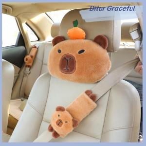 Ditur Car Headrest Neck Pillow Capybara Plush Shoulder Protection Cute Tissue Box Kawaii Car Decoration Of Car Supplies Plushie Gift