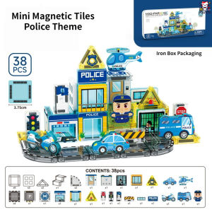 [SG Seller] Vehicle Mini Magnetic Tiles Building Toy Magnet Construction Bricks Portable Metal Storage