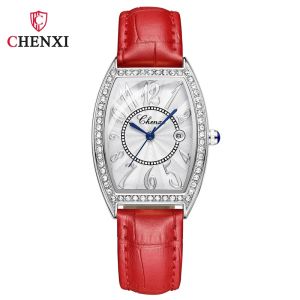 CHENXI Women Fashion Watches Luxury New Fashion Ladies Watch Silver Square Diamond Watches For Women Date Quartz