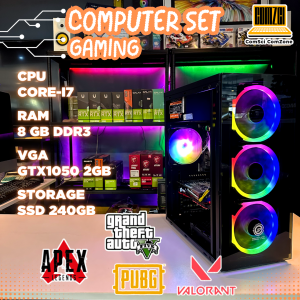 คอมพิวเตอร์ครบชุด Core-i7 / Ram 8GB / SSD 240GB / GTX1050 2GB ทำงาน เล่นเกม PUBGFreefireGTAVValorant -ComSciComZone