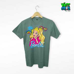 baju anakkaos T-shirt anak perempuan karakter barbie pelangi