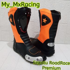 SEPATU ROADRACE-SEPATU TOURING DRAG-BOOT SAFETY-BIKERS-ORANGE HITAM