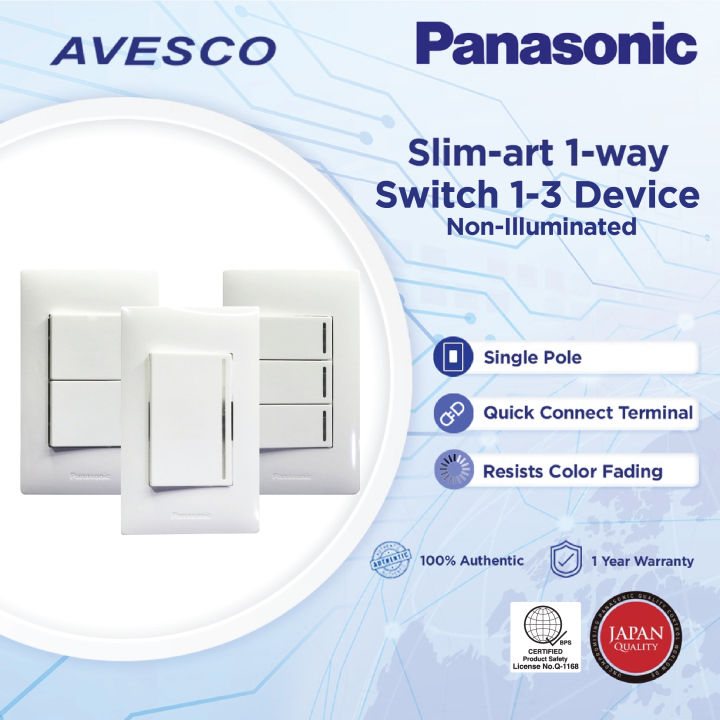 Panasonic Slim-art 1-way Switch 1 to 3 Device , Non- illuminated Series ...