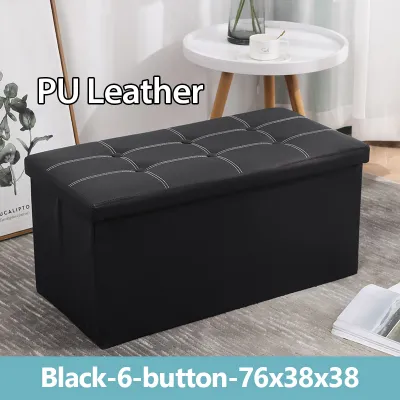76 x 38 x 38cm 2 in 1 Storage Stool Box Sofa Serbaguna Kotak Simpanan for Clothes Shoes Toys Snacks Large Capacity Folding Box
