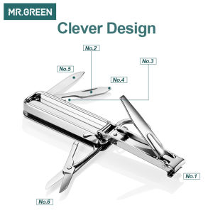 MR.GREEN 6in1 Multifunctional Nail clippers Stainless Steel Hand Toe Nail Clipper Cutter Trimmer Manicure Pedicure Care Scissors Pedicure Nail Stainless Steel Nail Clipper Portable Diagonal Manicure Tool