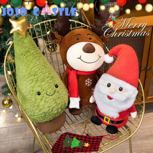 JOJO CASTLE 2025 Christmas Santa Claus Plush Toy Elk Stuffed Animal Soft Cute Elk Christmas Tree Pillow Doll Toys for Children Girls Kids Christmas Gift 圣诞公仔 麋鹿玩偶