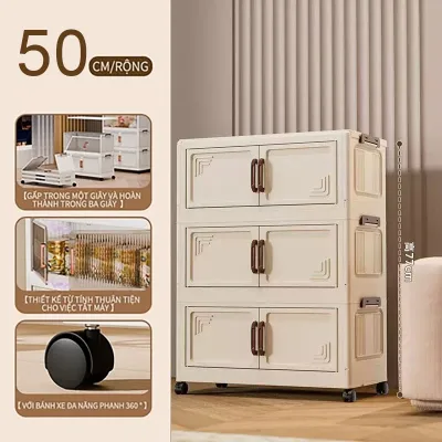 [SIÊU LỚN] Tủ Nhựa Đựng Đồ Gấp Gọn Rộng Đa NăngĐựng Đồ Đa Năng Thông MinhBánh Xe 360 Di Chuyển Tiện LợiNhựa PP