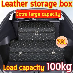BESTIT Collapsible Car Trunk Storage Box High Capacity PU Leather Container Box Portable Extra Large Trunk Tool Box Auto Accessories