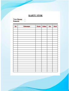Kartu Stok Barang | Kertas Stok Barang isi 100pcs dan 50pcs Ukuran 1/2 Folio