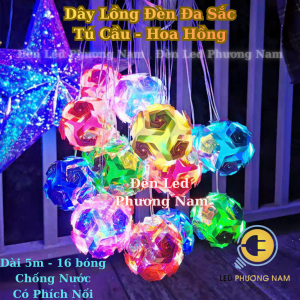Dây Lồng Đèn Trang Trí Năm Mới Mẫu Mới Hiện Đại Đa Sắc 5m - 16 Bóng