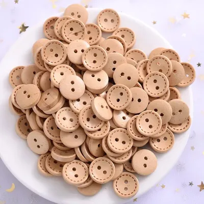 10 Nút gỗ tròn viền nét đứt dùng đính kết trang phục áo giày đồ thủ công handmade