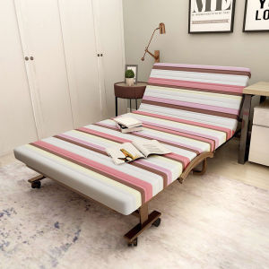 [CozyNest ]80 100 120cm Simple Folding Bed Office Portable Bed With Mattress Folding Lounge Chair Single Bed Double Bed Small Apartment