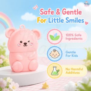 BUY 1 TAKE 1 Paw Print Bear‑Shaped Lip Balm With Detachable Keychain Peach & Blueberry Flavor For Kids And Adults