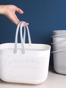 ABS - Malaysia Stock - Grocery Basket Rattan Japanese Style Large Square Plastic Portable Sundries Shopping Environment Friendly Vegetable - Bakul Pasar Berkelah Besar Tahan Lasak