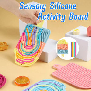 Sensory Activity Board Silicone Decompression Board 12 String Kid Double-Sided Board Educational Toy