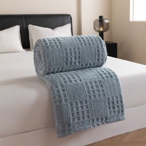 Dansunreve Chăn nhung màu trơn Waffle Quilt Khăn đa chức năng sofa/văn phòng/ký túc xá chăn Chăn điều hòa không khí đơn/Nữ Hoàng/Vua