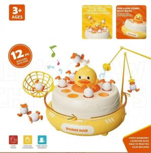 Childrens Bounce and Catch Duck Board Game Fishing Plate Toy Parent Child Interaction Little Duck Bouncing Rotating Toy