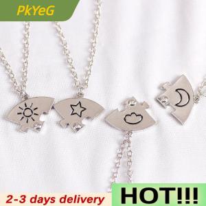 PkYeG 4 Pieces New Round Sun Star Moon Pendant Necklace Fashion Best Friend Forever Friendship BFF Men And Women Charm Chokers 2023