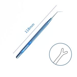 QSWTITAN Ophthalmic hooks Jaffe-Bechert Nucleus Rotator Blunt forked tip Angled Titanium Veterinary instrument eye tools 1pcs