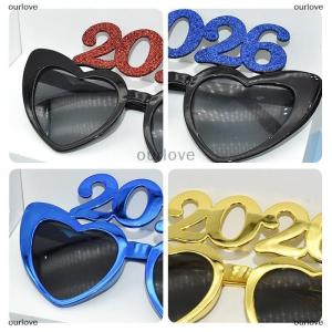 [COD] ourlove แว่นตาจำนวน2026 2026มีความสุขปีใหม่แว่นตากันแดดเพชรแวววาวอุปกรณ์คอสเพลย์คริสต์มาสของตกแต่งงานปาร์ตี้แว่นตาตลก