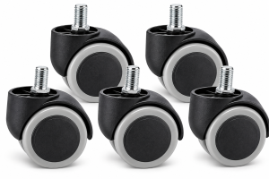 Black Grey Edge Chair Wheel 5 Pcs Swivel Caster Wheel Replacement SET ..LOCAL SG STOCKS