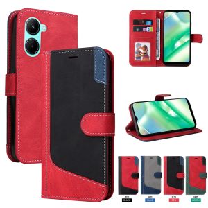 Anti-Fall Phone Case For OPPO Realme C65 C63 C61 C55 C53 C35 C33 C31 C30 C25Y C21Y C25S C25 C21 C20 C11 2021 C15 C12 C3 3 Color Leather Wallet 2 Card Slot Flip Cover Casing