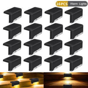 Solar Deck Lights Weatherproof Waterproof LED Fence Lamp Solar Powered Outdoor Stairs Step Lights Warm White