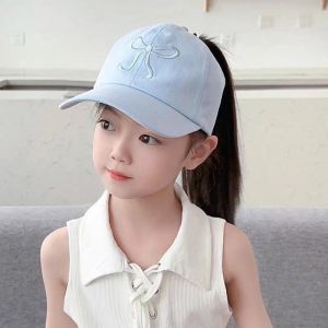 PRETTY MJ Bowknot​​ Kids Baseball Cap​​ UV Protection​​ Empty Tail Design​​ Empty Top Sun Hat  Lightweight Comfort​​ ​​High Ponytail Cap​​ Outdoor Travel​​