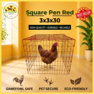 3x3x3 Chicken Square Pen / Red / Heavy Duty / Cock cage / Game fowl/ Kulungan ng manok