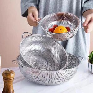 Kitchen Multi Purpose Drain Basket Thickened Stainless Steel Vegetable Washing Basket
