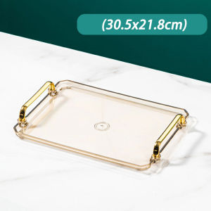 Large Rectangular tray with Handle Gold Serving Trays Decorative Luxury Tea Tray Coffee Table Decor