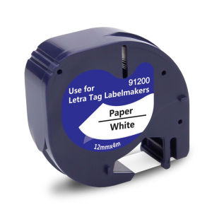 12mm Label Compatible for Dymo LetraTag 91201 12267 91200 91202 91203 91204 91205 Labeling Tape for Dymo LT LT100H Label Maker