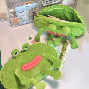 ตลกกบตุ๊กตาปากกากระเป๋าความจุขนาดใหญ่เครื่องเขียนกระเป๋านักเรียนกรณีดินสอปากกาถุงเก็บการเรียนรู้อุปกรณ์สํานักงาน