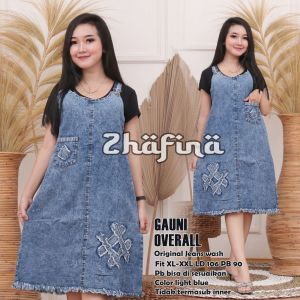 OVERALL JEANS GAUNI FIT XL-XXL KEKINIAN BAJU KODOK WANITA TERBARU 2023