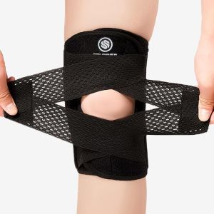 SOLOEVER Knee Brace for Women & Men Breathable Compression Knee Support with Side Stabilizers Adjustable Knee Wrap for Running Meniscus Tear ACL MCL  (Black Large)