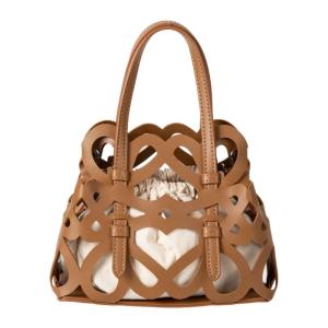 Modern Openwork Shoulder Bag Drawstring Closure Practical PU Handbag Multi Way Carry Daily Essential