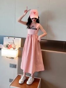 Pakaian Budak Perempuan Musim Panas 2023 Rok Lapang Baru Rok Rompi Budak Perempuan Gadis Kecil Skirt Pantai Puteri Seperti Dewi