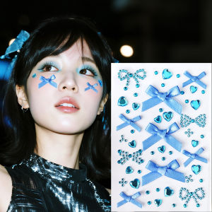 【Sparkling Christmas Glam】Christmas Face Sticker Pink Bow Ribbon/Diamond Face Stickers / Christmas Makeup Stickers / DIY Eyes Face Makeup Sticker /Christmas Hot Decorate