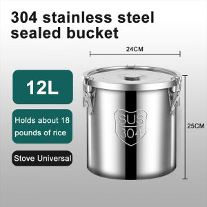 304 stainless steel rice dispenser 25kg/5kg/10kg/50kg sales rice storage container 25kg sealed food container with lid large capacity insect proof and moisture-proof flour grain container storage