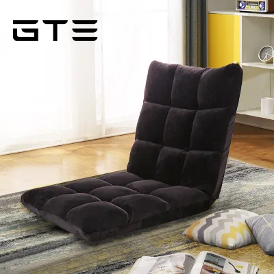 GTE Western Style Multifunctional Adjustable Lazy Single Floor Tatami Foldable Bed Recliner Chair (80cm x 40cm) - Black - Fulfilled by GTE SHOP