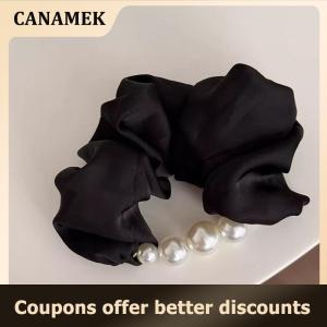 【 CANAMEK 】 Elegant Pearls Large Scrunchie Hair Band For Women Sweet Hair Ornament Elastics Ponytail Holders Hair Tie Hair Accessories
