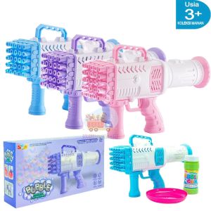 Mainan anak bubble gun bazooka tembakan gelembung sabun elektrik machine gun basoka